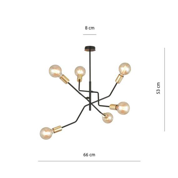 Sufitowy plafon BOLT  6 BLACK GOLD  czarny (1125/6) - Emibig