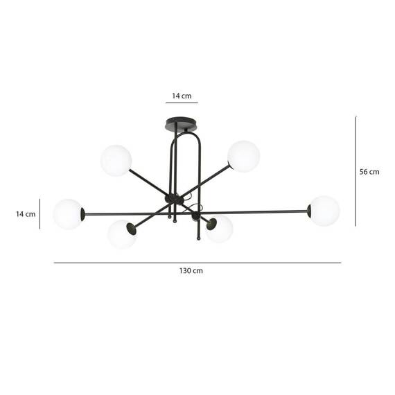 Sufitowy plafon BORG 6 BLACK czarny (1010/6) - Emibig