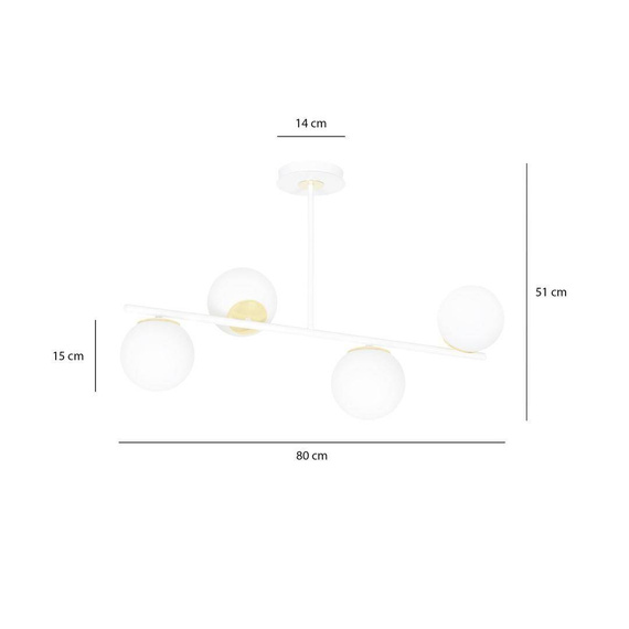 Sufitowy plafon FLOKI 4 WHITE-GOLD biały-Złoty (1023/4) - Emibig