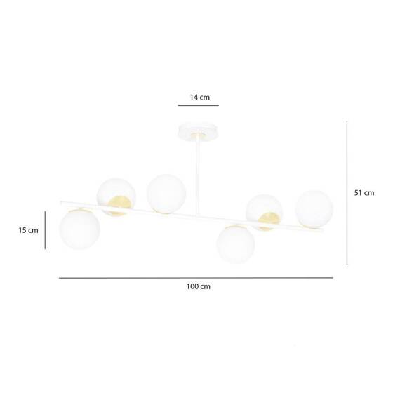 Sufitowy plafon FLOKI 6 WHITE GOLD biały-Złoty (1023/6) - Emibig