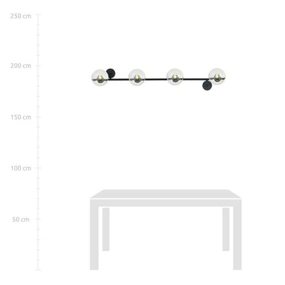 Sufitowy plafon GIA 4 TRANSPARENT czarny (1209/4) - Emibig