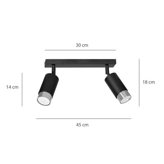 Sufitowy plafon HIRO 2 BL/CHROME czarny-Chrom (964/2) - Emibig