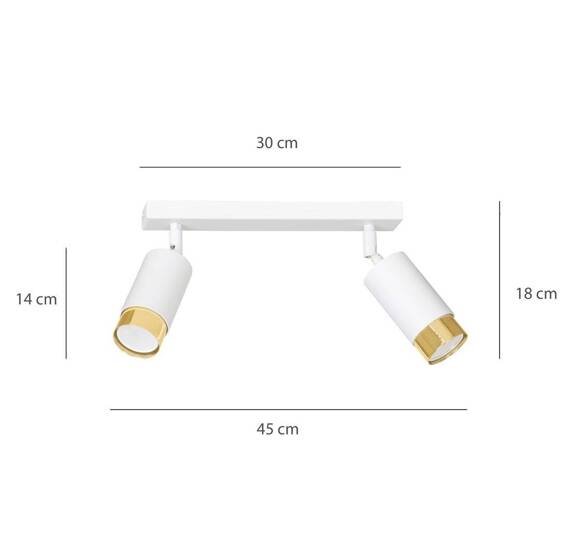 Sufitowy plafon HIRO 2 WH/GOLD biały-Złoty (963/2) - Emibig