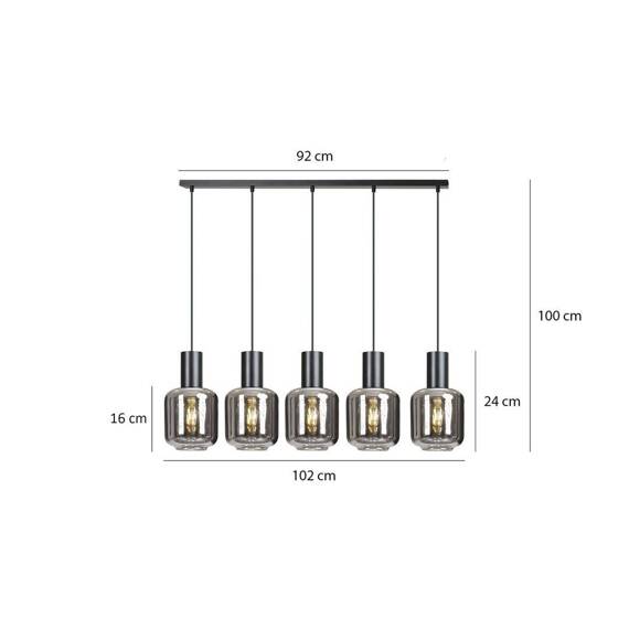 Sufitowy plafon INGVAR 5 BLACK czarny (1014/5) - Emibig