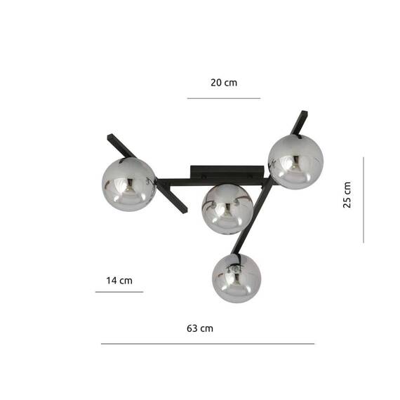 Sufitowy plafon SMART 4 BLACK/GRAFIT czarny (1104/4) - Emibig