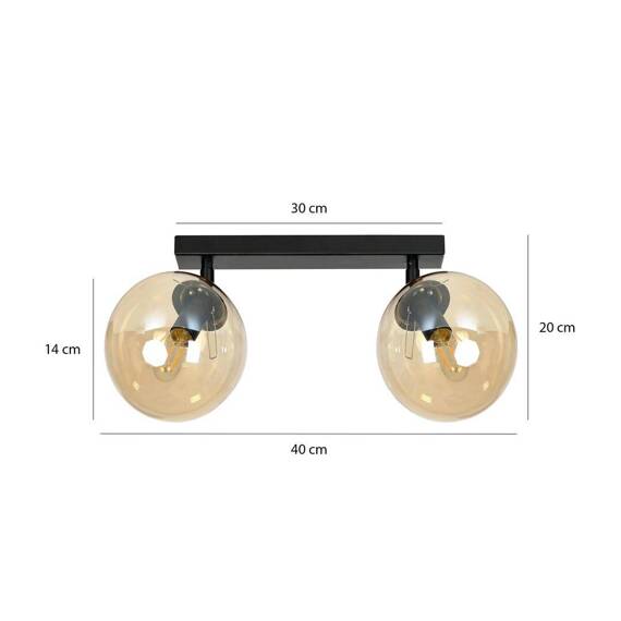 Sufitowy plafon TOFI 2 BL MIODOWY czarny (778/2) - Emibig