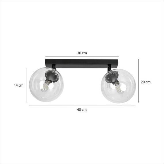 Sufitowy plafon TOFI 2 BL TRANSPARENT czarny (776/2) - Emibig