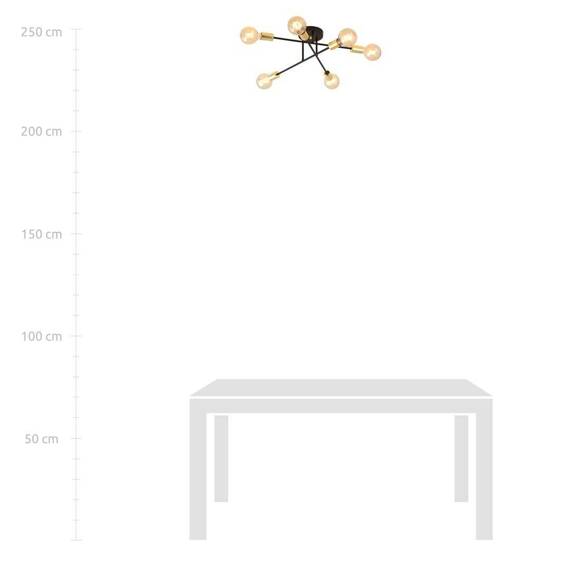 Sufitowy plafon VEKEN 6B GOLD czarny-Złoty (1175/6B) - Emibig
