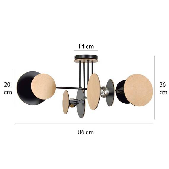 Sufitowy plafon ZITA 4 BLACK czarny (173/4) - Emibig