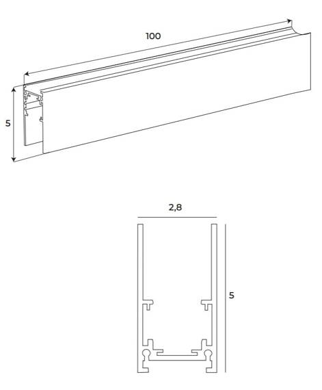 Szyna Magnetyczna Głęboka Natynkowa 1m MT0018 Maxlight Magnetic 