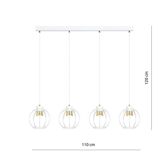 Wisząca lampa AJAX 4 WHITE/GOLD czarny-Złoty (1224/4) - Emibig