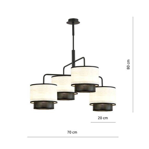 Wisząca lampa ARIGATO 4 MARBEL WHITE czarny (1192/4) - Emibig