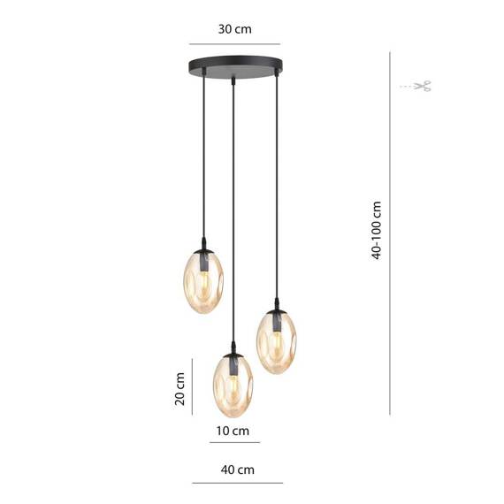 Wisząca lampa ASTRAL 3 BL PREMIUM MIODOWY czarny (1267/3PREM) - Emibig