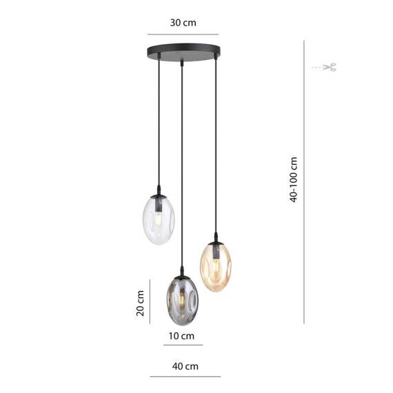 Wisząca lampa ASTRAL 3 BL PREMIUM MIX czarny (1268/3PREM) - Emibig