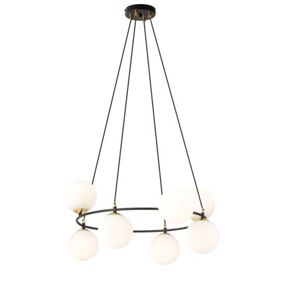 Wisząca lampa AZURA 7 BL OPAL czarny-Złoty (1295/7) - Emibig