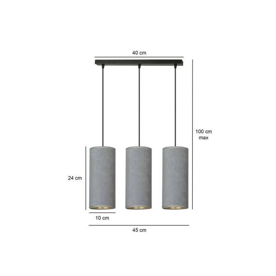 Wisząca lampa BENTE 3 BL GRAY czarny (1060/3) - Emibig