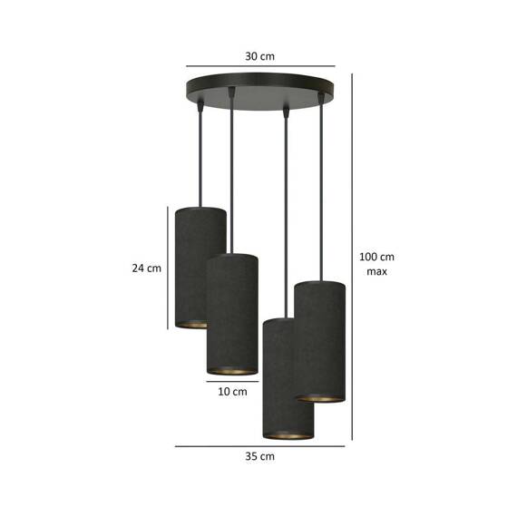 Wisząca lampa BENTE 4 BL PREMIUM BLACK czarny (1067/4PREM) - Emibig