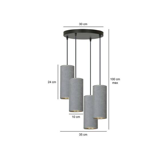 Wisząca lampa BENTE 4 BL PREMIUM GRAY czarny (1060/4PREM) - Emibig