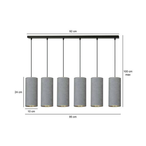 Wisząca lampa BENTE 6 BL GRAY czarny (1060/6) - Emibig