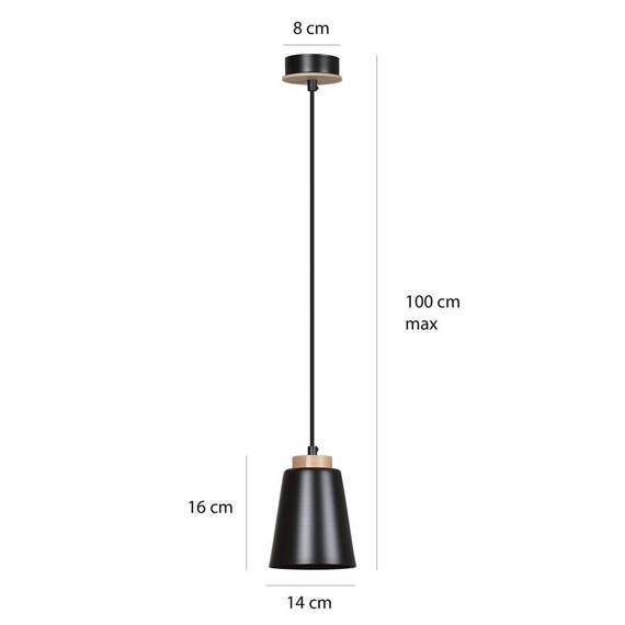 Wisząca lampa BOLERO 1 BLACK czarny (442/1) - Emibig