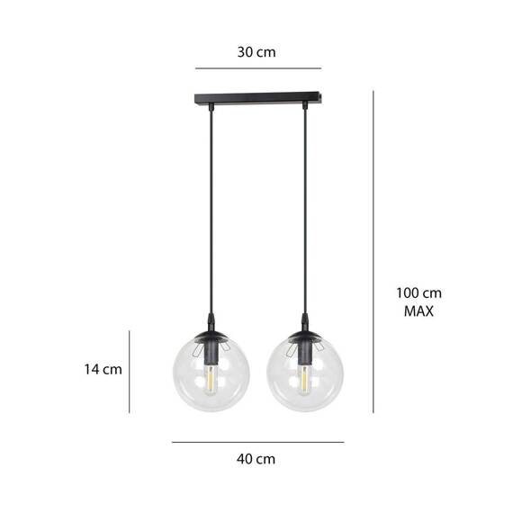 Wisząca lampa COSMO 2 BL TRANSPARENT czarny (711/2) - Emibig