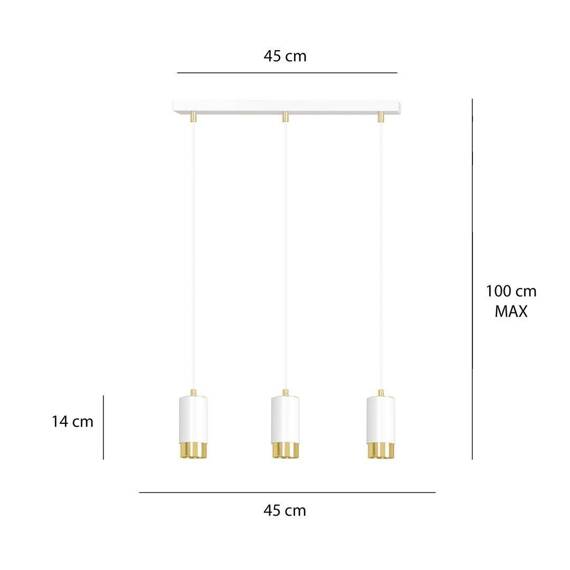 Wisząca lampa FUMIKO 3 WH/GOLD biały-Złoty (815/3) - Emibig