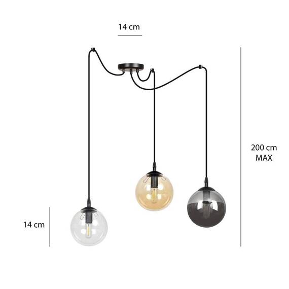 Wisząca lampa GIGI 3 BL MIX czarny (939/3) - Emibig