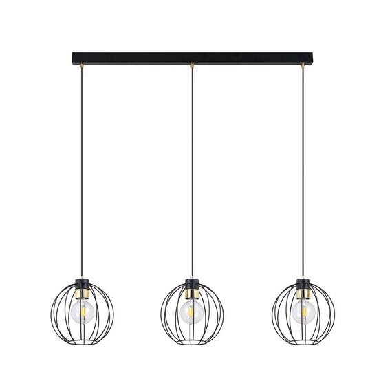 Wisząca lampa GINO 3 BLACK/GOLD czarny-Złoty (1222/3) - Emibig