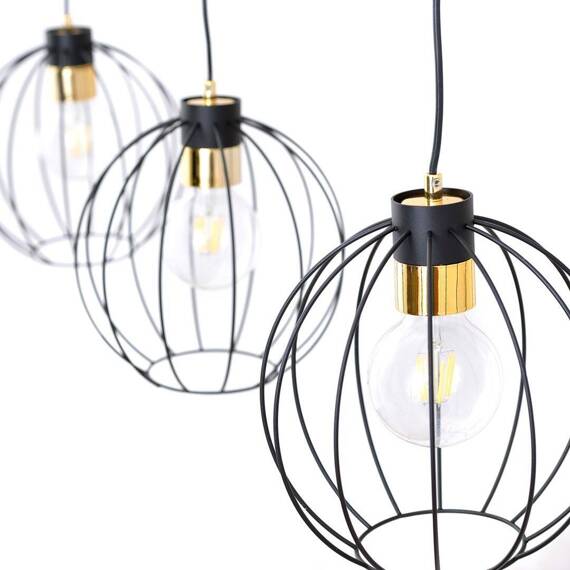 Wisząca lampa GINO 3 BLACK/GOLD czarny-Złoty (1222/3) - Emibig