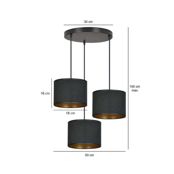 Wisząca lampa HILDE 3 BL PREMIUM BLACK czarny (1054/3PREM) - Emibig