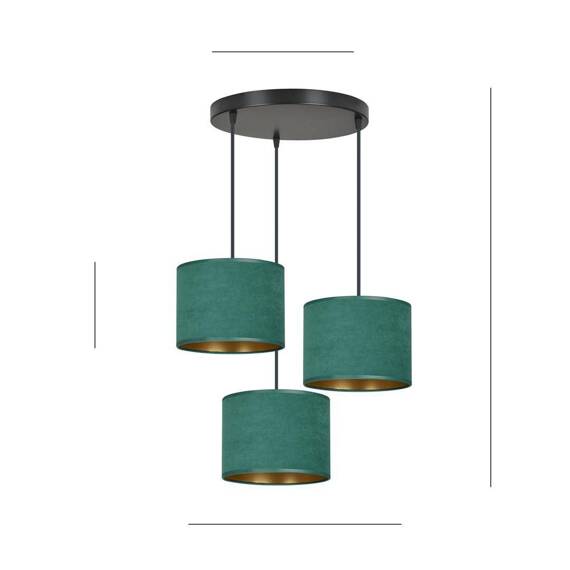 Wisząca lampa HILDE 3 BL PREMIUM GREEN czarny (1051/3PREM) - Emibig