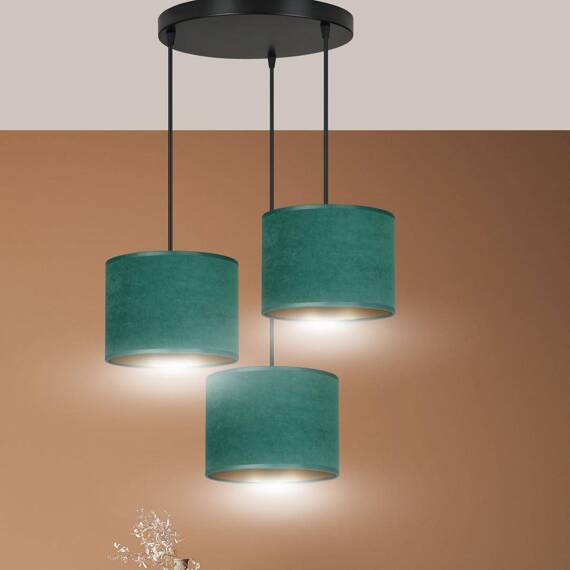 Wisząca lampa HILDE 3 BL PREMIUM GREEN czarny (1051/3PREM) - Emibig