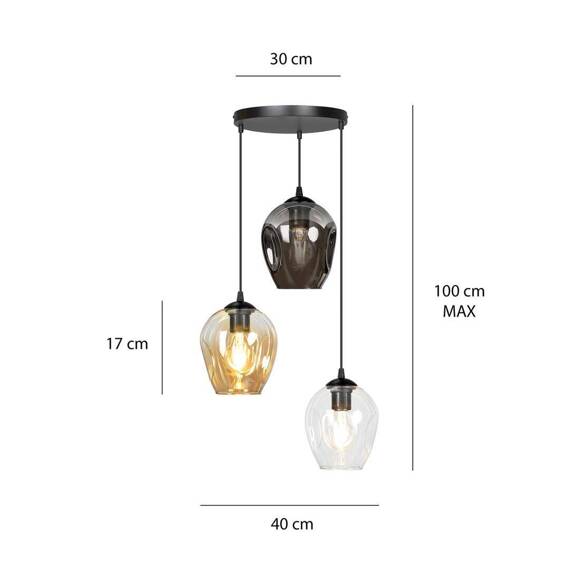 Wisząca lampa ISTAR 3 BL PREMIUM MIX czarny (682/3PREM) - Emibig