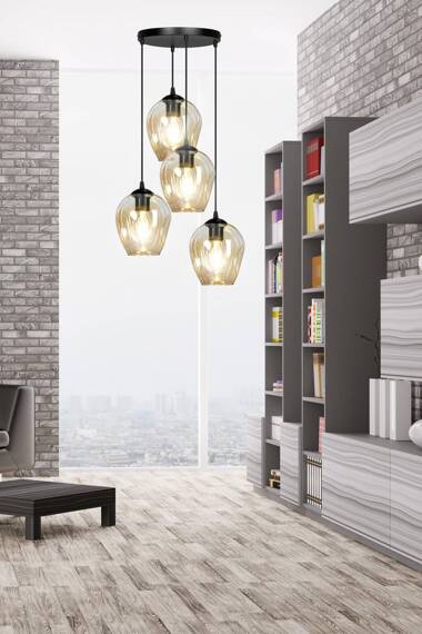 Wisząca lampa ISTAR 4 BL PREMIUM MIODOWY czarny (681/4PREM) - Emibig