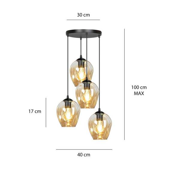 Wisząca lampa ISTAR 4 BL PREMIUM MIODOWY czarny (681/4PREM) - Emibig