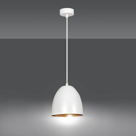 Wisząca lampa LENOX 1 WHITE / GOLD biały-Złoty (411/1) - Emibig