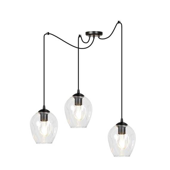 Wisząca lampa LEVEL 3 BL TRANSPARENT czarny (756/3) - Emibig