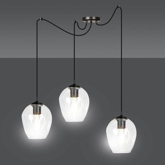 Wisząca lampa LEVEL 3 BL TRANSPARENT czarny (756/3) - Emibig