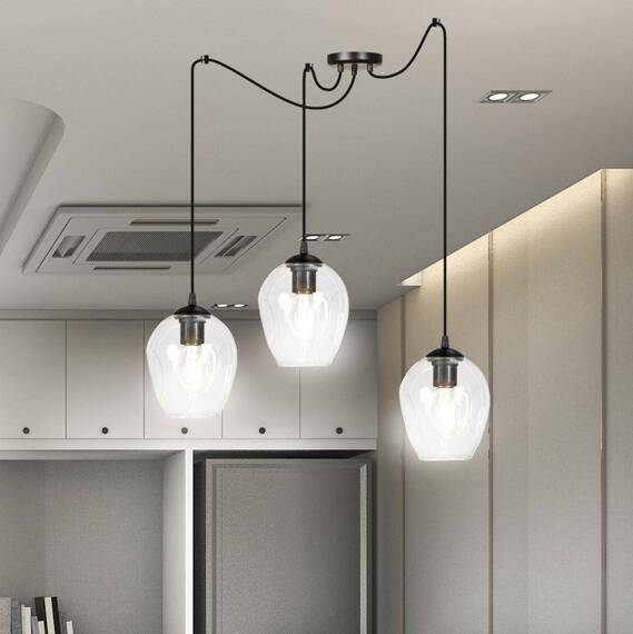 Wisząca lampa LEVEL 3 BL TRANSPARENT czarny (756/3) - Emibig