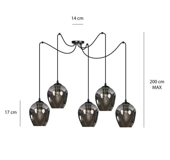 Wisząca lampa LEVEL 5 BL GRAFIT czarny (757/5) - Emibig