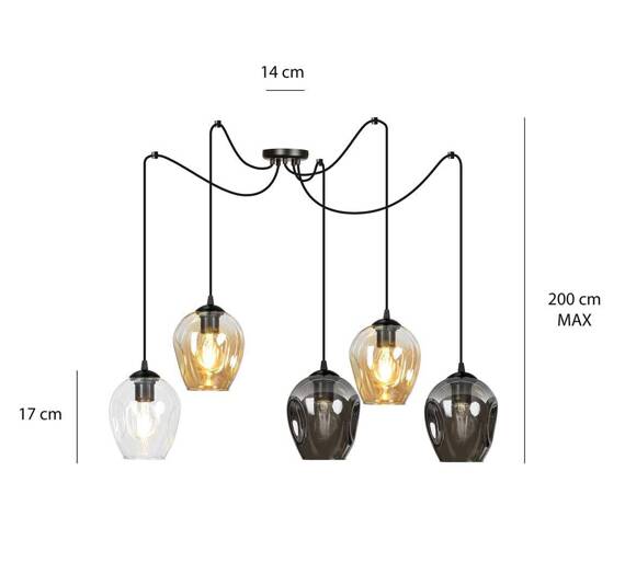 Wisząca lampa LEVEL 5 BL MIX czarny (759/5) - Emibig