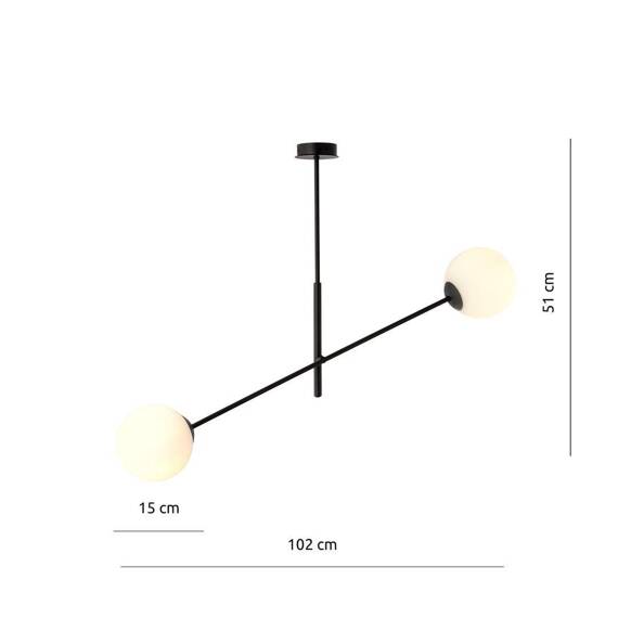 Wisząca lampa LINEAR 2 BLACK/OPAL czarny (1169/2) - Emibig