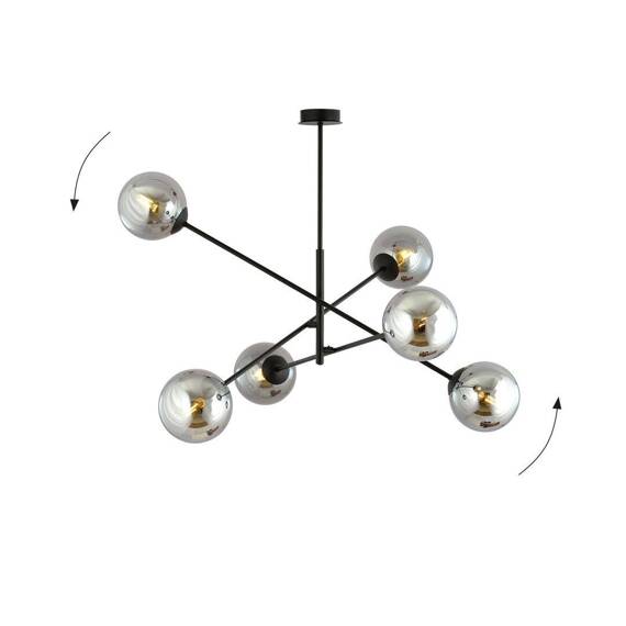 Wisząca lampa LINEAR 6 BLACK/GRAFIT czarny (1167/6) - Emibig