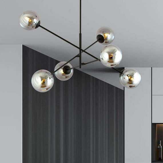 Wisząca lampa LINEAR 6 BLACK/GRAFIT czarny (1167/6) - Emibig