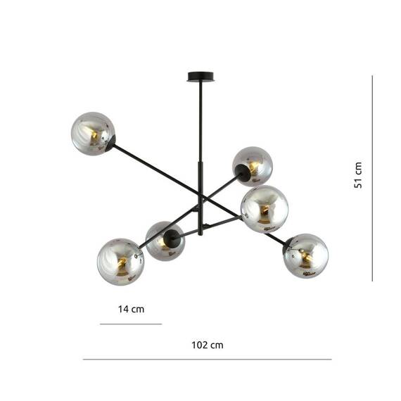 Wisząca lampa LINEAR 6 BLACK/GRAFIT czarny (1167/6) - Emibig