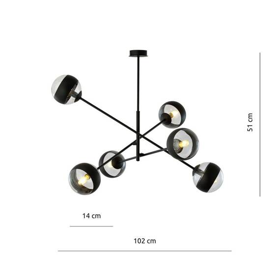 Wisząca lampa LINEAR 6 BLACK/STRIPE czarny (1168/6) - Emibig