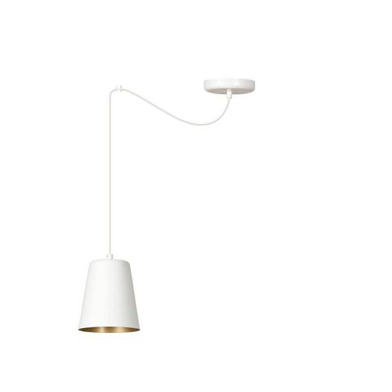 Wisząca lampa LINK 1 WHITE / GOLD biały-Złoty (456/1) - Emibig