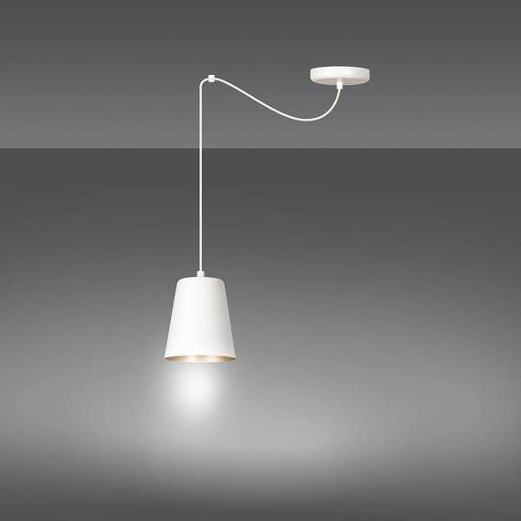 Wisząca lampa LINK 1 WHITE / GOLD biały-Złoty (456/1) - Emibig