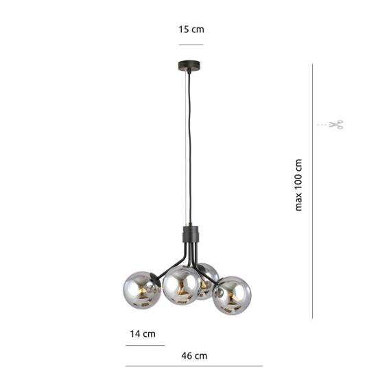 Wisząca lampa NOVA 4  BLACK/GRAFIT  czarny (1140/4) - Emibig