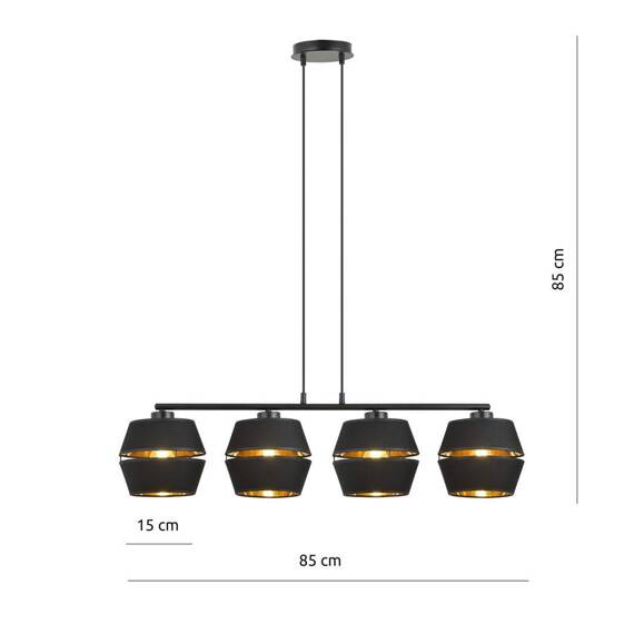 Wisząca lampa  PIANO 4 BLACK/GOLD  czarny (1183/4) - Emibig